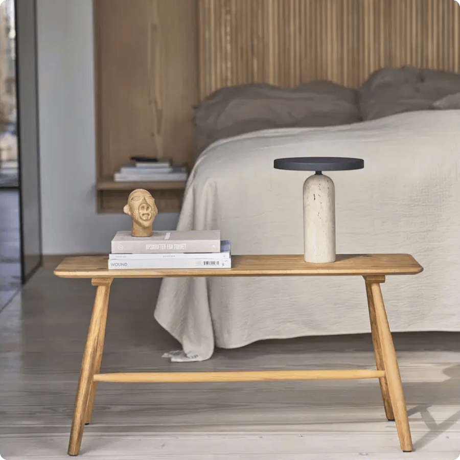 Villa Collection Bænk 90 x 28 x 45 cm i naturolieret FSC certificeret egetræ, Bodo